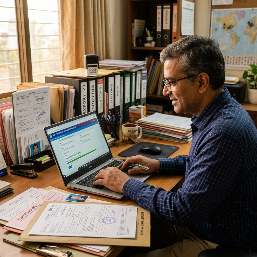 Exporter preparing a certificate of origin application on the CoO portal — ExportCRM
