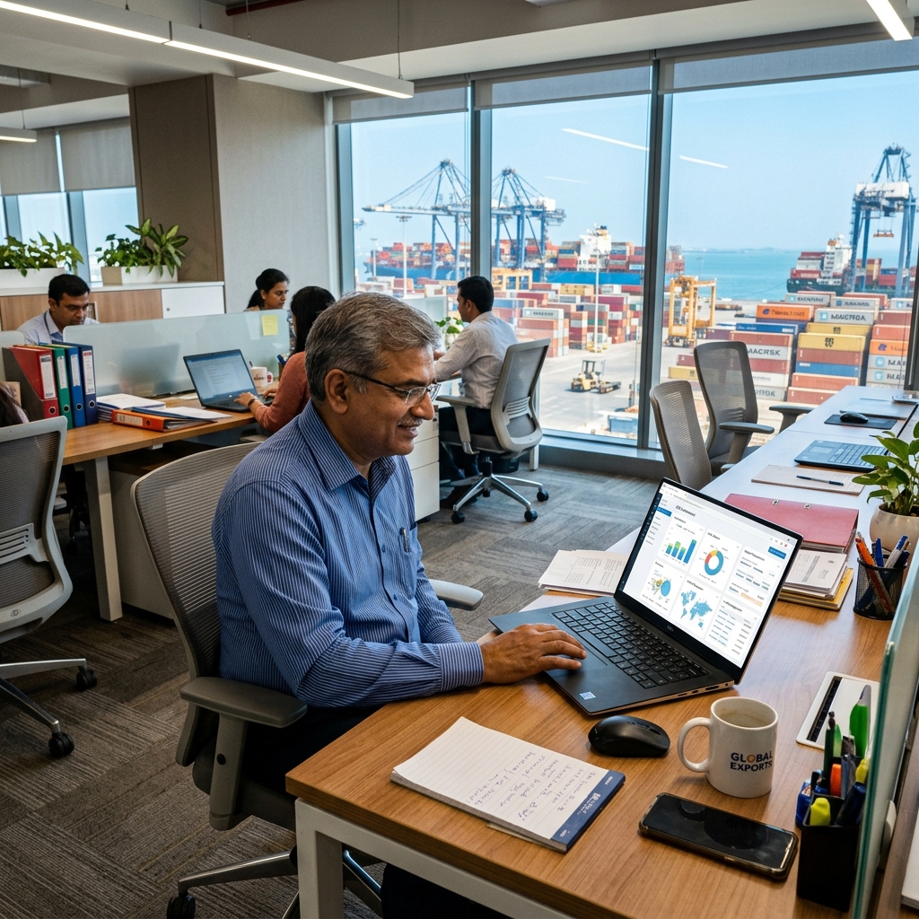 Indian exporter using ExportCRM dashboard to manage orders, production and government claims on one screen